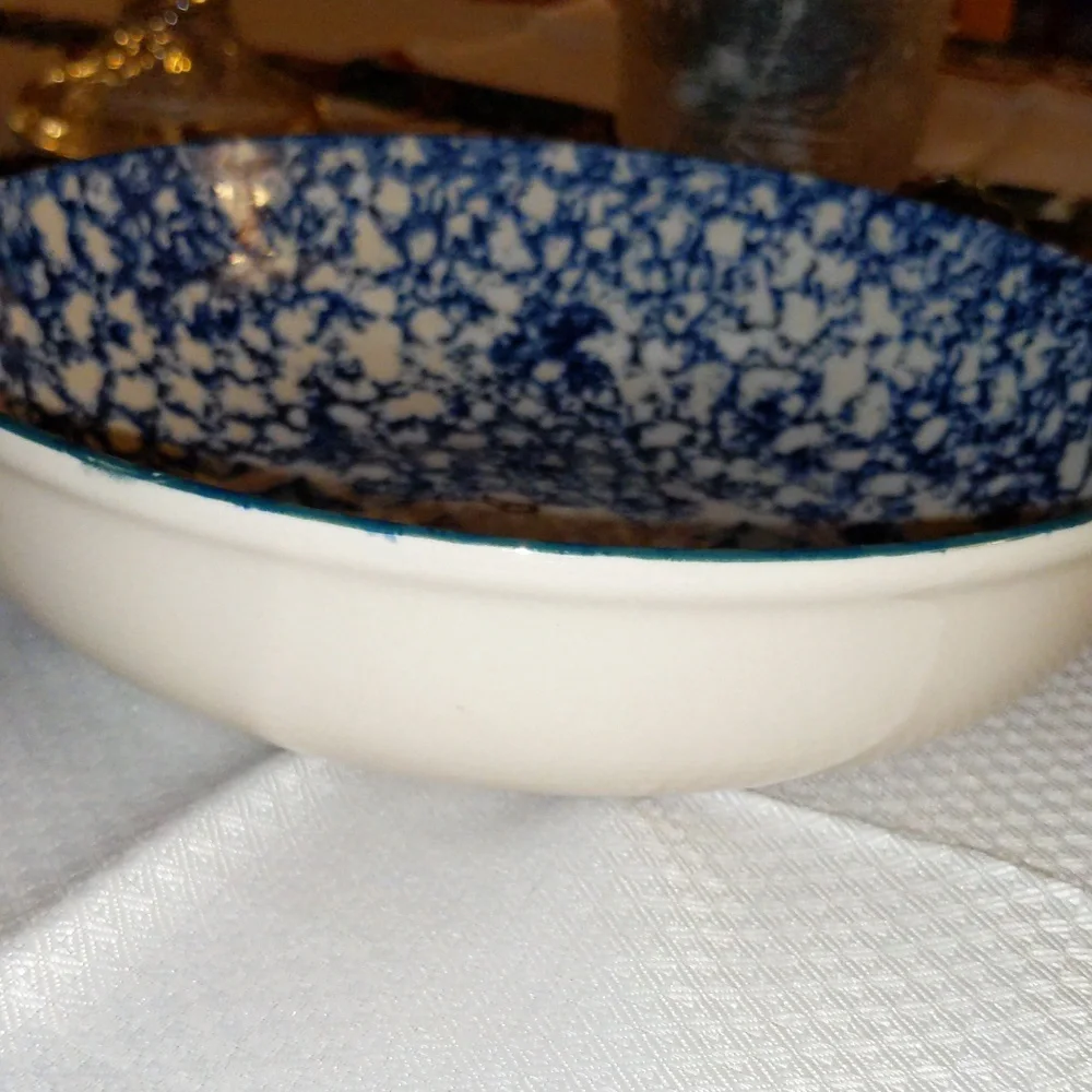 Vtg Serving Bowl Folk Craft Cabin In The Snow 9